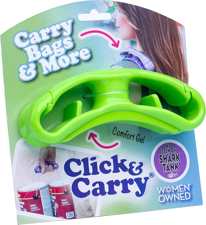 Click & Carry Grocery Bag Holder & Plastic Bag Carrier With Gel Padded Handle - Hands-Free Shopping Assistant for Multiple Bags, Paint Cans & Luggage - 100lb Capacity, As Seen on Shark Tank