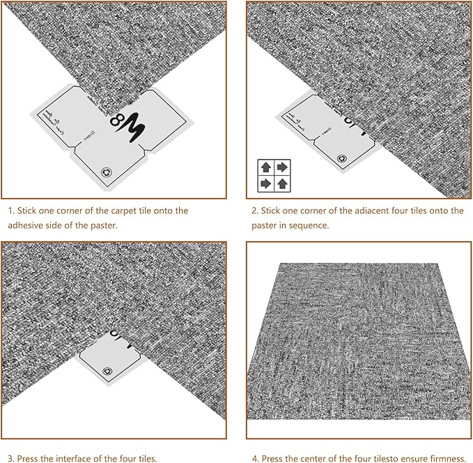 16-Pack 20"x20" Carpet Tiles, Non-Adhesive Soft Padded Floor Squares with Seamless Look for Home, Office, Indoor & Outdoor Use (43 Sq Ft) (J2)