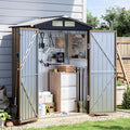 5x3 FT Outdoor Metal Storage Shed with Floor Frame, Double Door, 1 Clear Window, Tool Shed for Garden, Patio, Backyard Brown