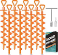 Ground Anchors Screw in, Heavy Duty Ground Trampoline Stakes High Wind Tent Stakes for Tent, Trampoline, Gazebo, Carport, Trap Anchor, Canopies, Swing Set