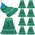 Nuogo 10 Pcs Commercial Mop Head Replacement Floor Cleaning Wet Heavy Duty Commercial Mop Refills General Cleaning(27.6 Inch,Green)