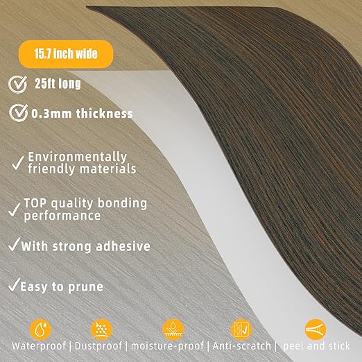 GSCIT Club Wood Grain Repair Tape, 15.7 inch X 25ft Self Adhesive Brown Walnut Grain Repair Patch for Tables, Chairs, Baseboards, Doors, Windows, Floors, Handicraft DIY.