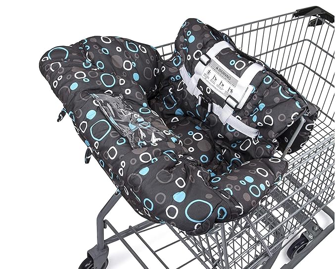 Premium Shopping Cart Cover & High Chair Cover, Easy Install, Harness System, Soft Comfort Cushioning, Universal Size (Black)