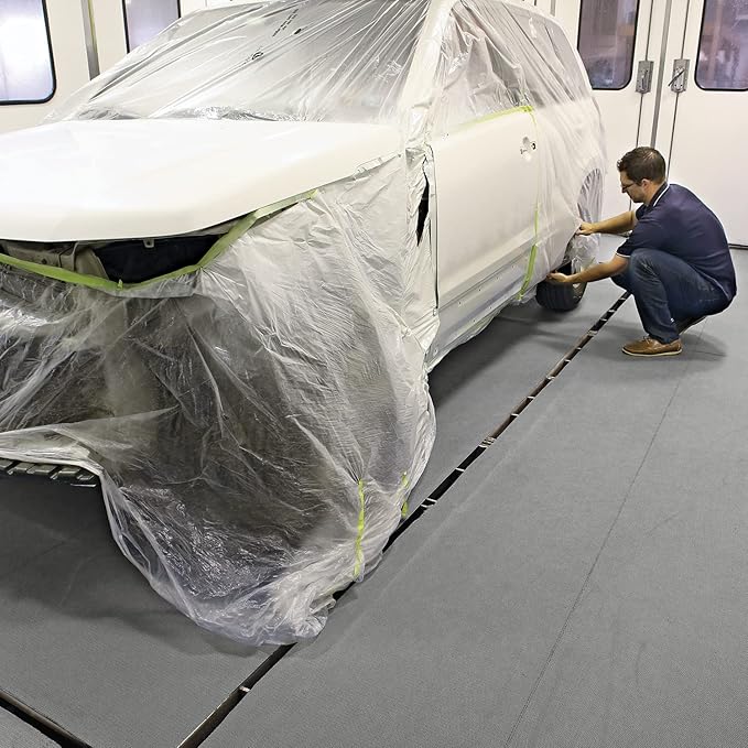 PIG New Grippy Paint Booth Mat 32" x 100' | Protects Surfaces and Floors from Paint Build-Up | Reduces Paint Defects and Color Casting | Static Dissipative | Gray | PMB30069