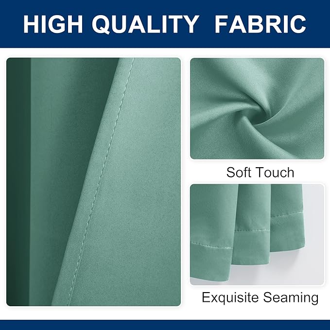 Hiasan Blackout Patio Sliding Door Curtain Extra Wide Thermal Insulated Blind Privacy Room Divider Curtain with Back Tab & Rod Pocket for Bedroom Partition Glass Door (100 x 84 Inches, Sage Green)
