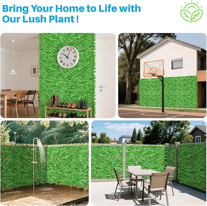 Patio Paradise 4'x14'-9Pc Faux Ivy Fence Privacy Screen Artificial Greenery Wall Backdrop,Fake Grass Wall Panels for Outside Apartment Balcony,Vine Leaf Decor for Outdoor Patio Chain Link