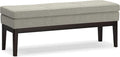 SIMPLIHOME Carlson Ottoman Bench - 45 inch Wide Upholstered Vegan Leather Rectangle Ottoman in Greige, Mid Century Modern Bench for Bedroom, Entryway or Living Room with Padded Seat