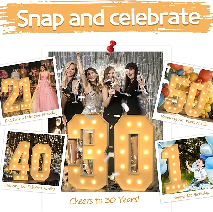 imprsv 4FT Marquee Numbers,DIY Light Up Numbers for 7th Birthday Decorations, Party Party Decorations,Anniversary Party Decor,Mosaic Number for Balloons Number 7,Pre-Cut Foam Board Kit