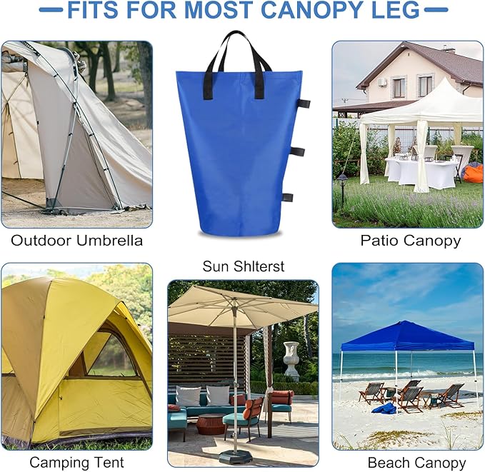 PATIKIL Canopy Weight Sand Bags, 4 Pack 112 Lbs Total Extra Large Weights Bags Waterproof Tent Leg Weights Sandbags for Outdoor Canopy Tent Sun Shelter Patio Ladder Blue (18x9")
