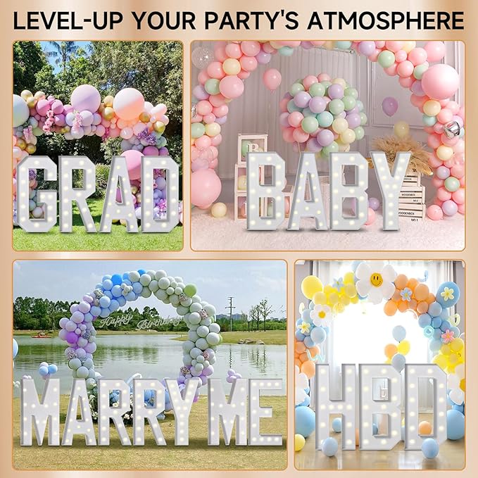 eufony Marquee Letters 4 Feet Tall, 4 FT Marquee Light Up Letters, Giant Light Up Letters 4FT for Birthday Party Quinceañera Baby Shower Gender Reveal Decorations, Letter V with LED Lights DIY Kit