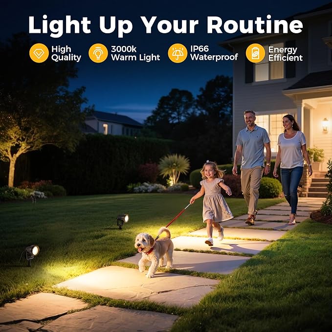 L LOHAS LED 5W Low Voltage Landscape Lighting, Christmas Outdoor Spot Lights with Connectors, 12V 24V IP66 Waterproof 3000K Warm White Plug in Spotlights for Yard, Garden, Pathway, House (24 Pack)