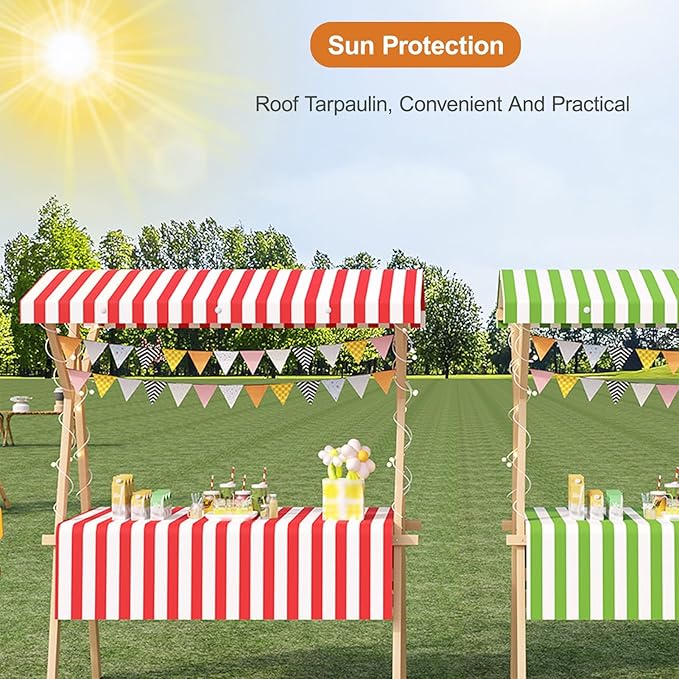 Outdoor Vendor Cart, Portable Cart with Canopy, Movable Stall Display Stand, Foldable Vending Stand Kiosk Display Trolley with Canopy, for Market, Street Food, Events(Blue 2,150cm/59in)