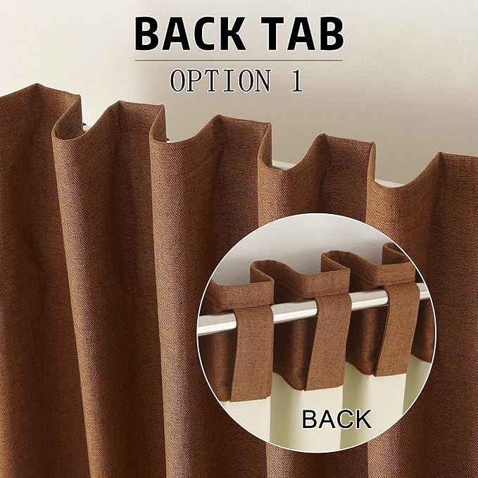 DUALIFE Rust Blackout Curtains 102 Inch Length 2 Panels Set for Living Room Bedroom Rod&Back Tab Thermal Insulated 100% Black Out Linen Drapes Room Darkening Window Curtains 72" x 102" Terracotta