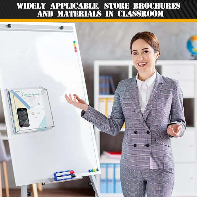 Thyle 2 Pcs Acrylic Brochure Holders Suction Cup Display Racks Wall Window or Glass Mount Clear Organizer Brochure Hanging Pamphlet Holder for Flyer Magazine File Display Book (8.7" X 8.7" X 2")
