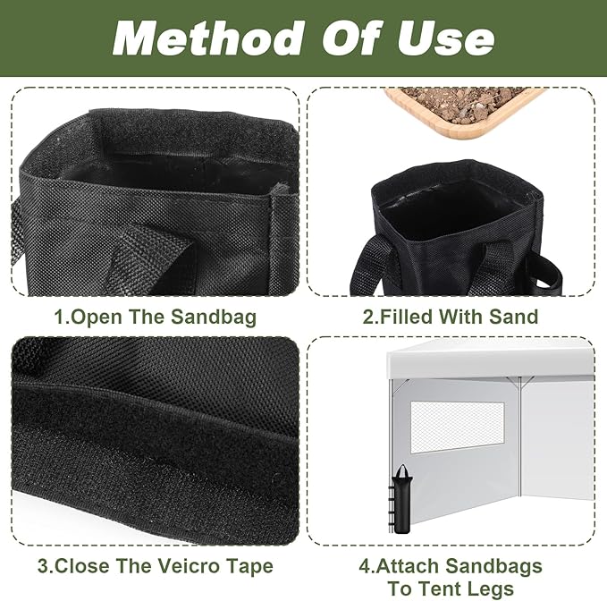 8Pcs Sand Bags for Weight 176LBS Heavy Duty Sandbags for Canopy Legs Pop up Canopy Weight Bags for Tent Outdoor Fixed Advertising Sunshade (Without Sand)