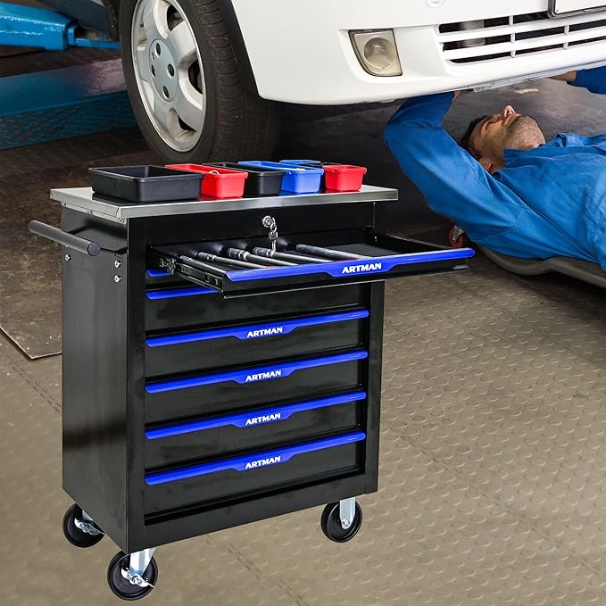 7 Drawers Rolling Tool Box on Wheels, Multifunctional Tool Chest Cabinet with Lock, Drawers Rolling Tool Cart Trolley Organizer Tool Storage Case for Garage,Warehouse - DIY Interconnectable
