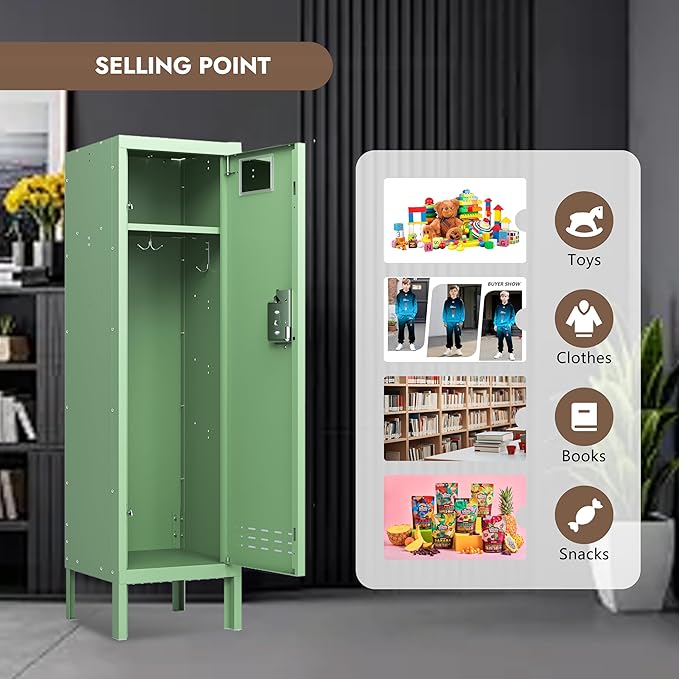 Metal Kids Locker,Metal Cabinet Storage Lockers,Lockable for Employees with Door,54" Height Steel Locker,Lockable Steel Locker for Children's Room, Playroom, School,Gym