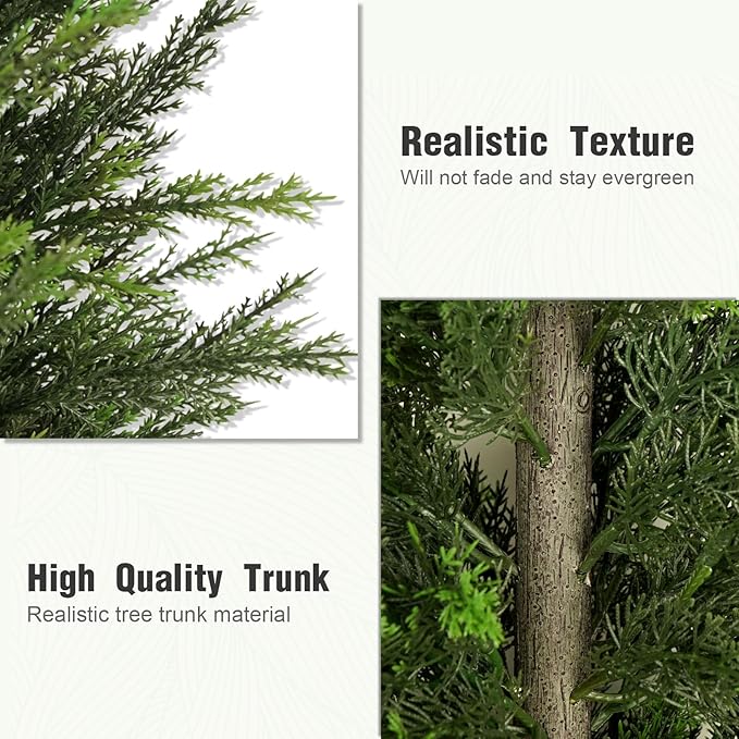 Mavis's Diary Artificial Topiary Ball Tree, Indoor Realistic Faux Boxwood Bush Potted Plants, Outdoor Fake Shrubs Cedar Evergreen Plants for Home Living Room Front Porch Decor (2, 3ft)
