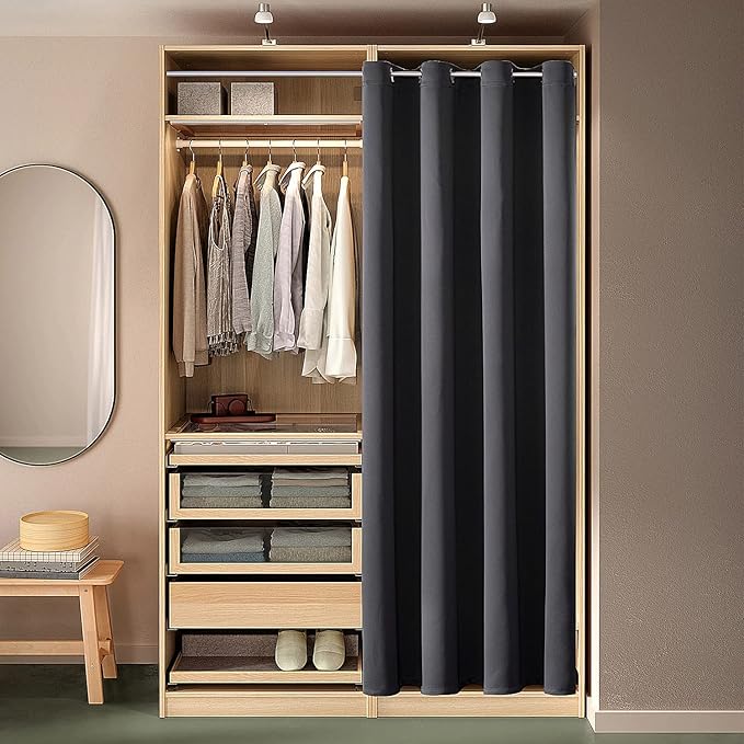 ChrisDowa Blackout Door Curtains for Doorway Privacy, Grommet Closet Curtains for Bedroom Closet Door, Thermal Insulated Temporary Doorway Cover Room Divider Drapes (1 Panel, Dark Grey, 52 x 80 Inch)