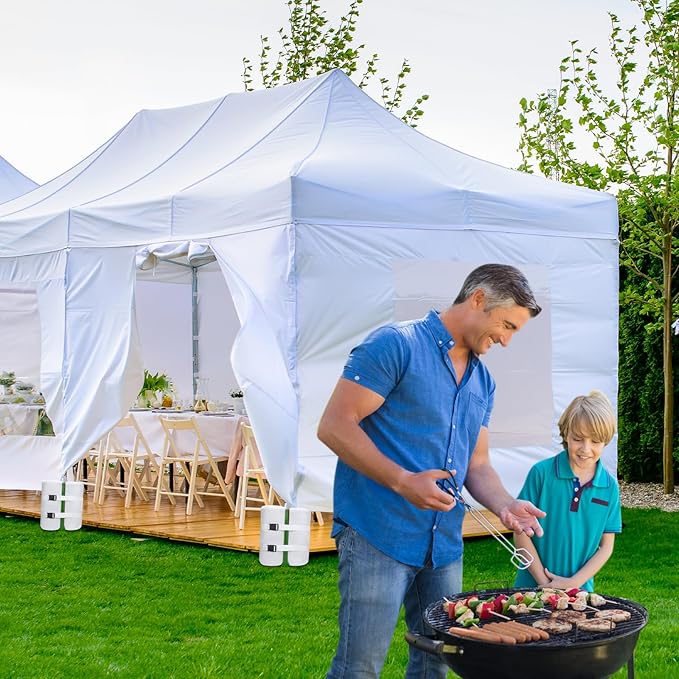 Extra Plus Large Canopy Weights Bag Leg Weight for Pop up Canopy Tent Gazebo Patio Instant Outdoor Sun Shelter,320LBS Tent Weight Sand Bags (4Pack White)