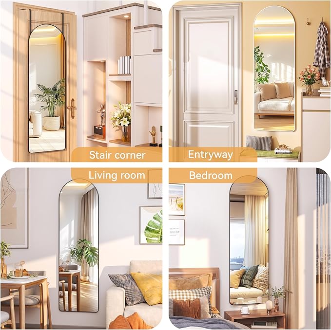Hasipu Door Mirror Full Length, 47.2 x 15.7 Inch Full Body Wall Mirror Over The Door Hanging Mirror for Bedroom, Living Room, Cloakroom（White）