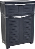Sunnydaze Plastic Garage Storage Cabinet with Adjustable Shelf - 34.5" H - Garage, Office, Home, Laundry Room - Charcoal