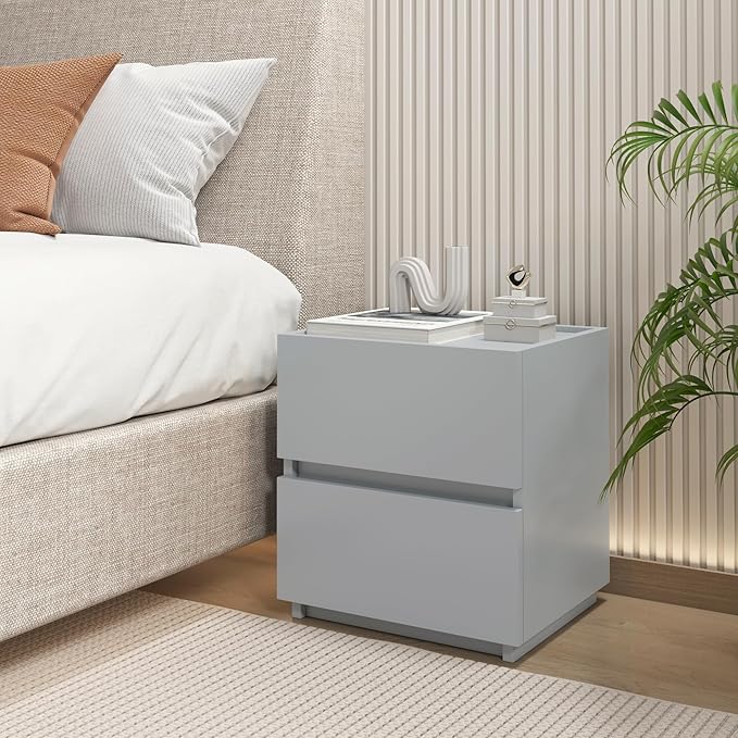 furtble Stackable 2-Drawer Dresser, Multi-Purpose Storage Closet Cube for Bedroom, Storage Cabinet for Entryway, Nightstand Sofa Beside Table Drawer Chest, 15.8 in, Gray