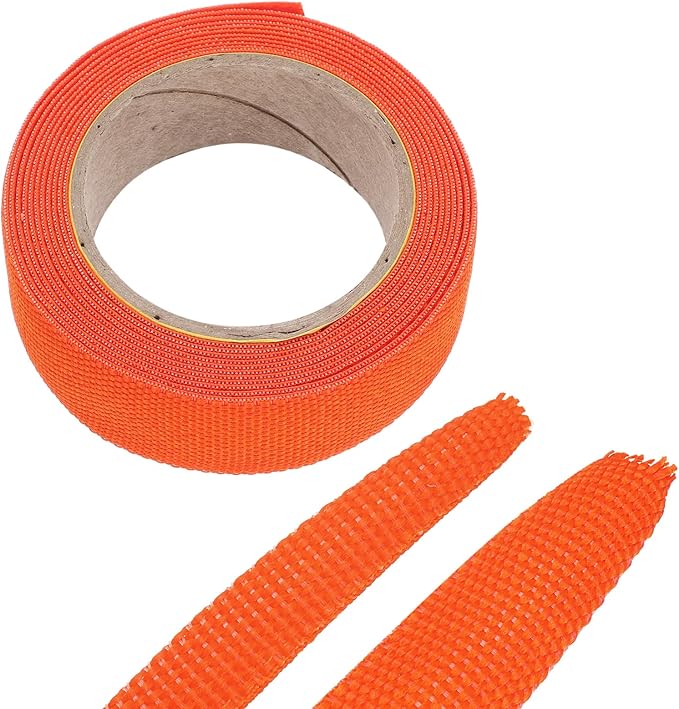 MECCANIXITY Braided Cable Sleeves Heat Shrinkable Fabric Sleeving, 5/8" 10ft Orange 2:1 Ratio Heat Shrinkable Cord Protector for Harness Cable, Network Cable Protection, Cable Management