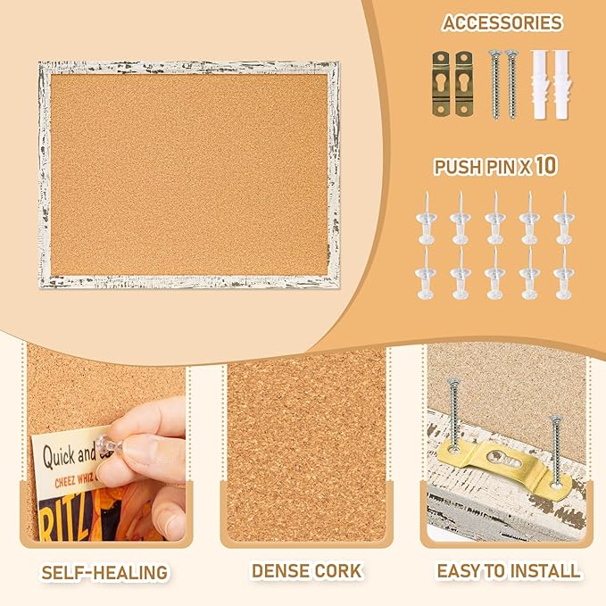 DOLLAR BOSS Cork Board for Wall - 36 X 24 Inches, Birch Bark Framed Bulletin Board Corkboard Decorative Hanging Pin Board for Office & Home Decor