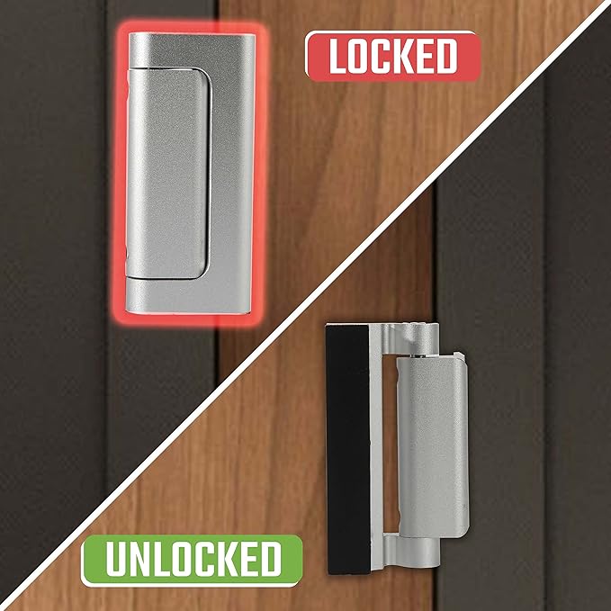 6PACK Home Security Door Reinforcement Lock Childproof, Add High Security to Home Prevent Unauthorized Entry, Aluminum Construction Finish, Frame Lock, Silver