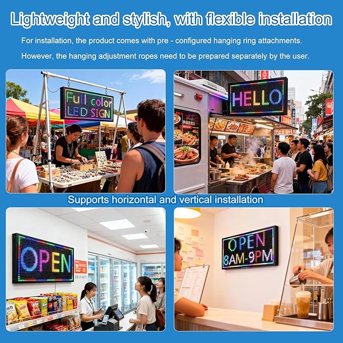 P10(26" * 14") Open Led Scrolling Sign Programmable Digital Outdoor Message Board Message Board Wifi Control Display Screen Matrix Panel Electronic For Business Full Color