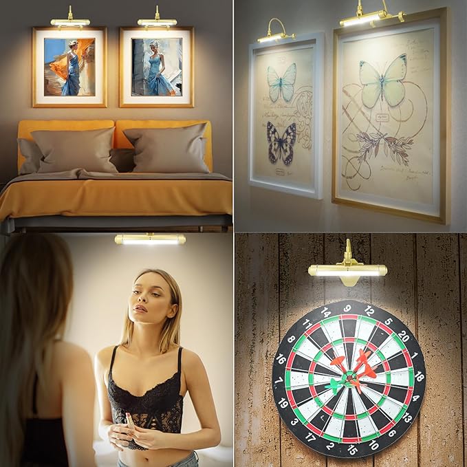 BIGMONAT Wireless Picture Light for Painting Rechargeable Battery Operated Artwork Light with Remote, Brightness Dimmable Clip on Display Lamp for Dart Board Art Gallery Photo