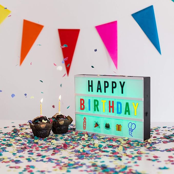 BONNYCO Cinema Light Box Color Changing with 400 Letters, Emojis, Remote Control and 2 Markers. Led Light Box 16 Colors Home, Office & Room Decor. Cinema Led Sign Letters Board, Gifts for Women Men
