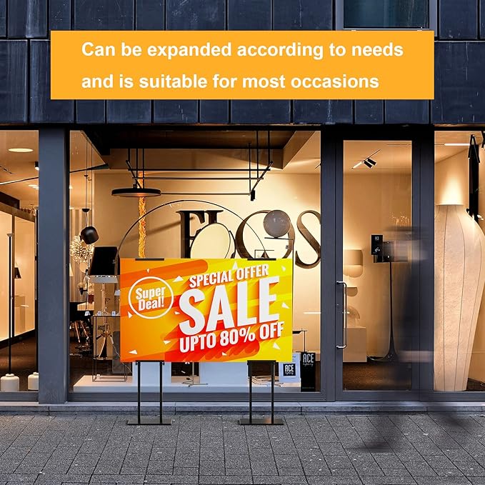 Display Stand Sign Holder,Heavy Duty Adjustable Pedestal Sign Stand Up to 75 inch,Double-Sided for Board & Foam Sign,Sign Stand with Base,Fit Wedding,Restaurant or Business(Poster not Included)