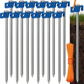 Tradesparker Tent Stakes 12-Pack 10Inch Heavy Duty Garden Stakes Canopy Anchors Double-Sided Hook Design - Includes Ropes for Camping Tents, Pop Up Canopies and Outdoor Events, Blue