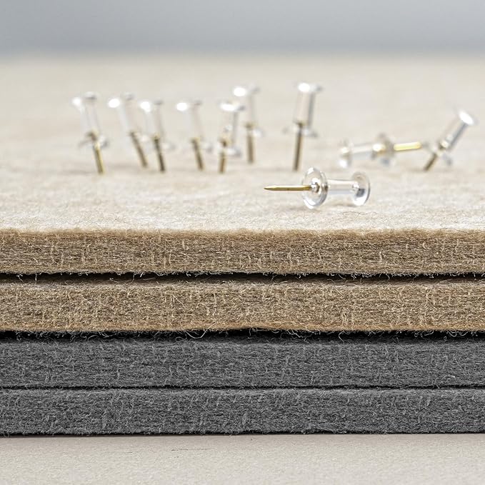 Bulletin Board, 36 x 24 inches Felt Board - Decorative Pin Board, Cork Board Alternative for Wall, 3' x 2' Foldable Self-Adhesive Vision Board Prayer Board with 20 Pushpins - Gray