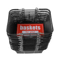 12-Pack 5Gal Shopping Baskets, Metal Shopping Baskets, Black Galvanized Iron Frame Shopping Baskets with Foldable Handles, Multi-Use Storage Basket for Supermarket/Retail Store/Home Storage