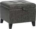 Asense 17 Inch Storage Ottoman Foot Rest,Square Faux Leather Foot Stool,Small Ottoman with Storage,Padded Seat for Entryway,Living Room,Bedroom,Couch,Under Desk,Dark Grey