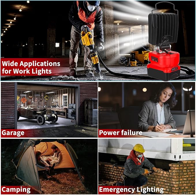 Cordless LED Flashlight for Craftsman V20 Battery, 48W LED Work Light with USB-A&Type C Ports for Jobsite, Car Repairing, Camping, Emergency
