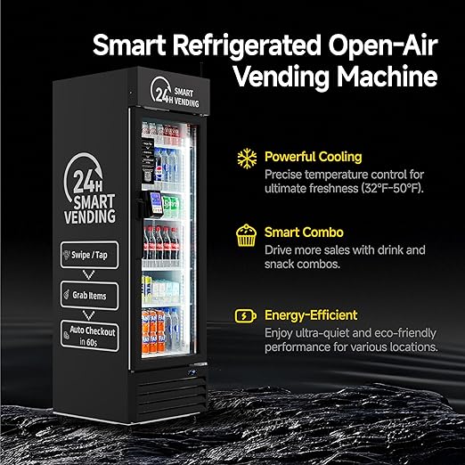 HAHA Smart AI Vending Machine with Card Reader, Combo Snack & Drink Machine, 6-Layer 252 Cans Capacity Refrigerated AI Visual Recognition & App Management US360CT (Black, AI mini)