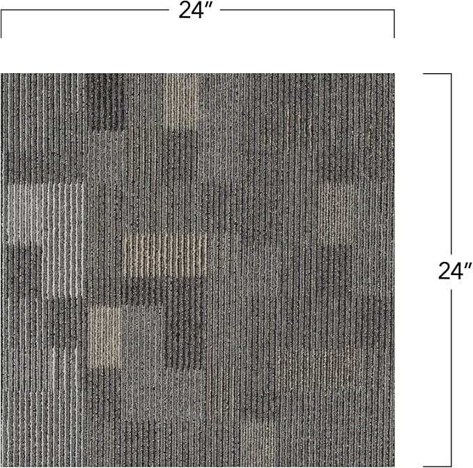 Mohawk Basics 24" x 24" Berber (Loop pile), 0.09" Pile Height, Carpet Tile, PET Fiber, Stone Walk Color, (24 Tiles), (96 sqft/carton)