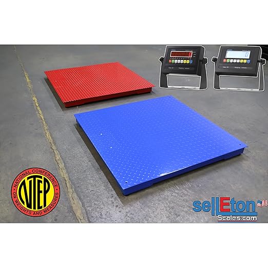 Liberty LS-900-USA Industrial 4’ x 4’ Digital Floor Scale, Accurate 48" x 48" Pallet Scales for Warehouse or Shipping Weighing- Black (Made in The USA) (1000 lbs x 0.2 lb)