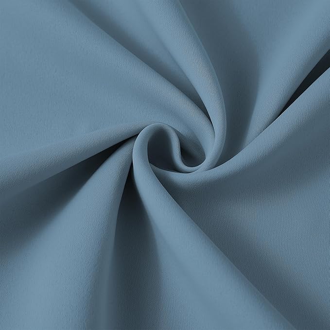 KEQIAOSUOCAI Dusty Slate Blue Blackout Curtains for Boys Bedroom, Pinch Pleat with Hooks, Room Darkening Block Out Curtain 63 Inches Long 2 Panels, 40 by 63 Inch Dark Steel Blue
