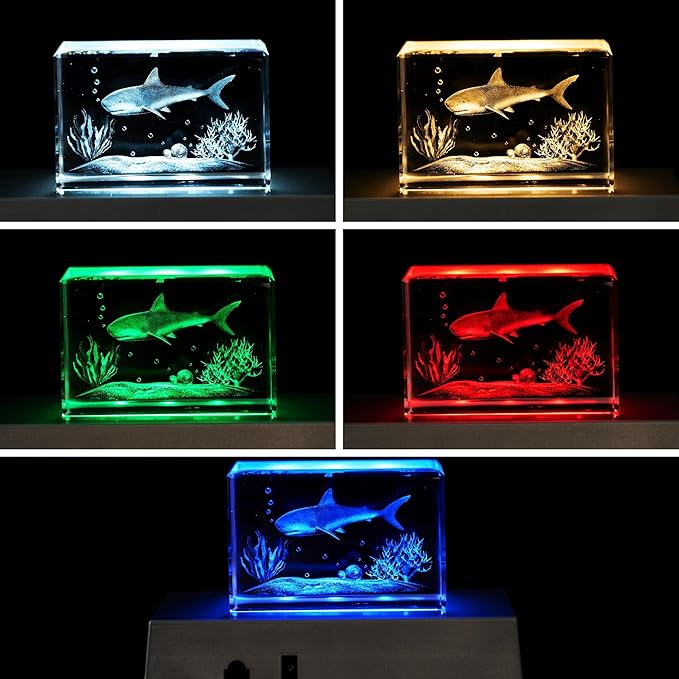 EUSTUMA LED Light Base Rectangle Display Stand In A Variety of Colors,Lighted Up Stand Color Changing Small LED for 3D Glass Crystal Art,Holiday Party Decoration. (Black, Medium)