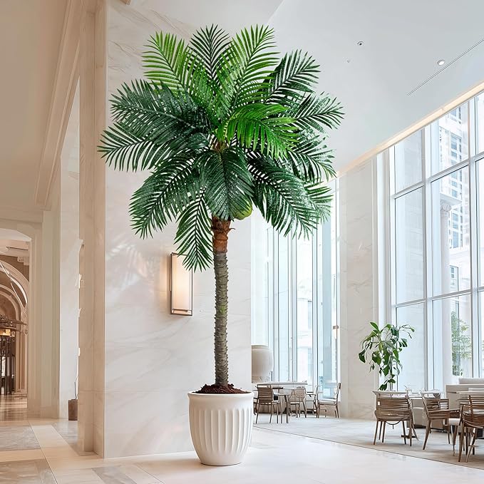 9FT Large Artificial Palm Tree Big Faux Tropical Phoenix Trees Indoor Outdoor Realistic Floor Plants Tall Fake Plant for Home Living Room Office Decor Porch Outside Patio arboles para decoracion