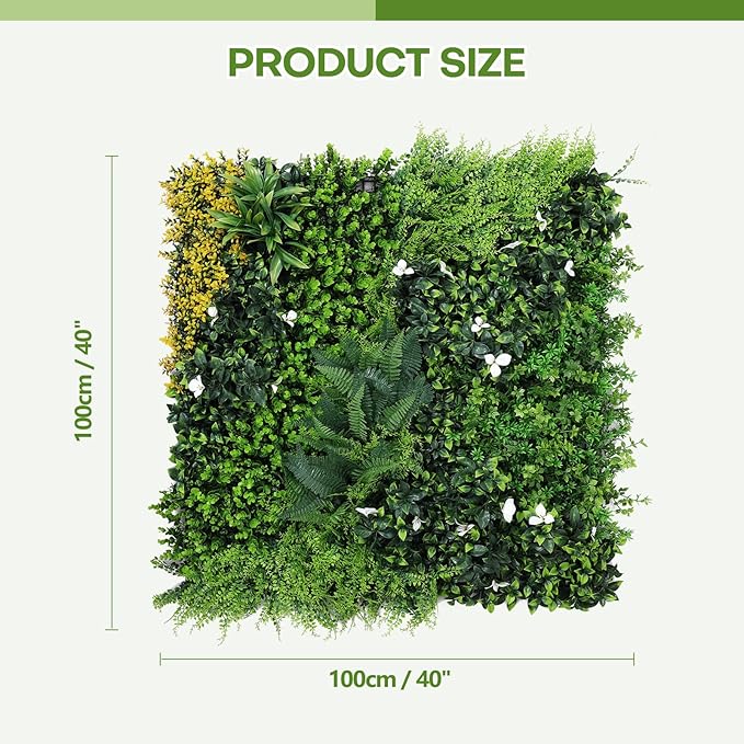 Artifical Grass Wall Backdrop 80PCS 10"x10 Boxwood Panels Grass Boxwood Hedge Wall Greenery UV Protected 55 Sqft Artificial Grass Wall Decor for Party Wedding Backyard Indoor Outdoor（5PACK 40"x40"）
