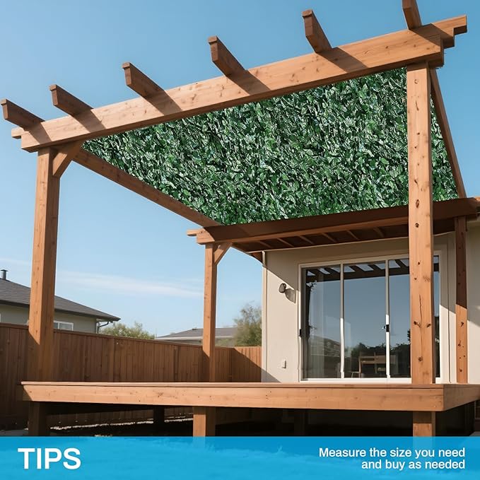 Patio Paradise 6'x8'-6Pc Faux Ivy Fence Privacy Screen Artificial Greenery Wall Backdrop,Fake Grass Wall Panels for Outside Apartment Balcony,Vine Leaf Decor for Outdoor Patio Chain Link