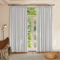 Textured Linen Pinch Pleated 100% Blackout Curtains for Bedroom/Living Room Blackout Curtains 102 Inches Long, Energy Saving Window Treatment Curtains,84Wx102Lx2,White Beige
