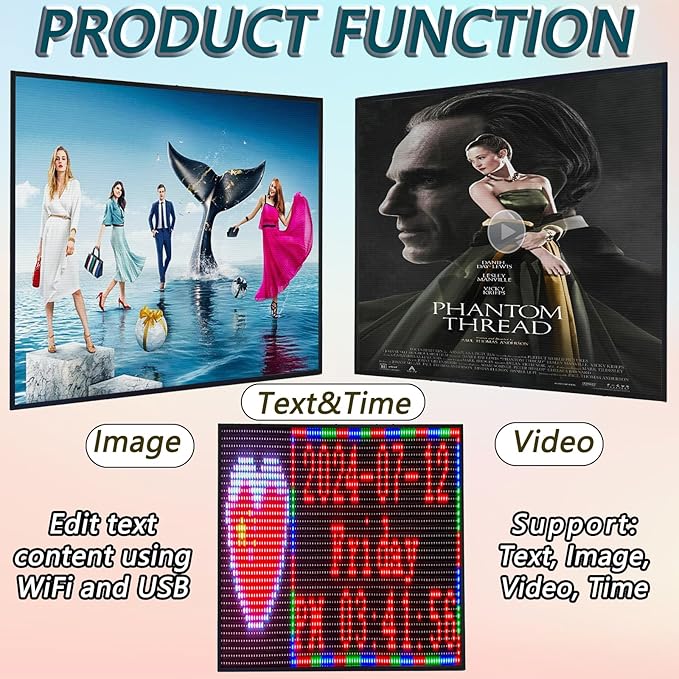 P4 Outdoor LED Video Sign 40x40 inch - WiFi USB Programmable Advertising Display for HD Videos, Images & Scrolling Text, Commercial Grade Square LED Screen