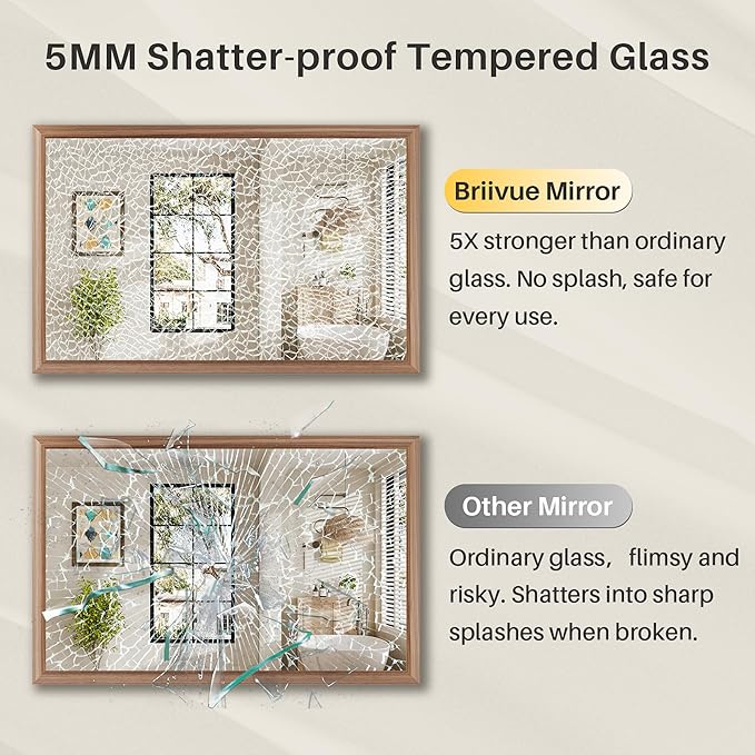 22x30 Inch Bathroom Mirror for Wall, Anti-Rust Walnut Wood Grain Metal Framed Bathroom Mirrors for Over Sink,Rectangler Mirrors for Bathroom Vanity, Farmhouse, Bedroom, Living Room, Entryway Decor